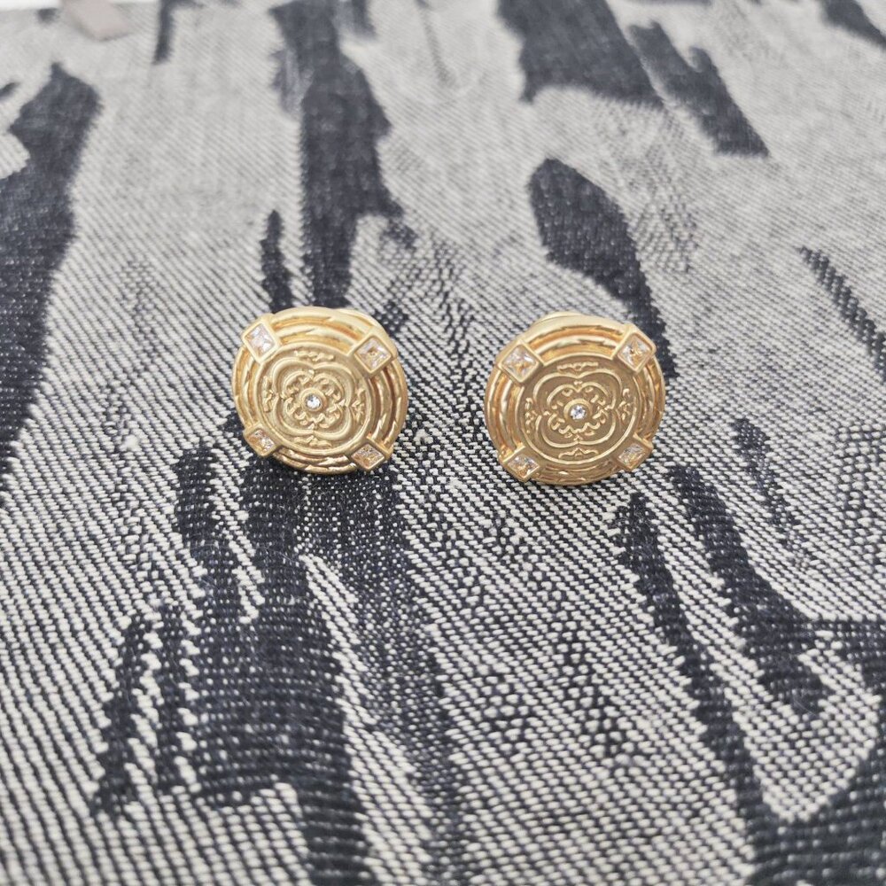 Julie Vos Cubic Zirconia Gold Disc Stud Earrings - Astor